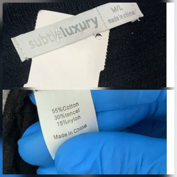 Subtle Luxury Aubrey Faux Wrap Sweater Dress Black Sz. M/L - Picture 6 of 8